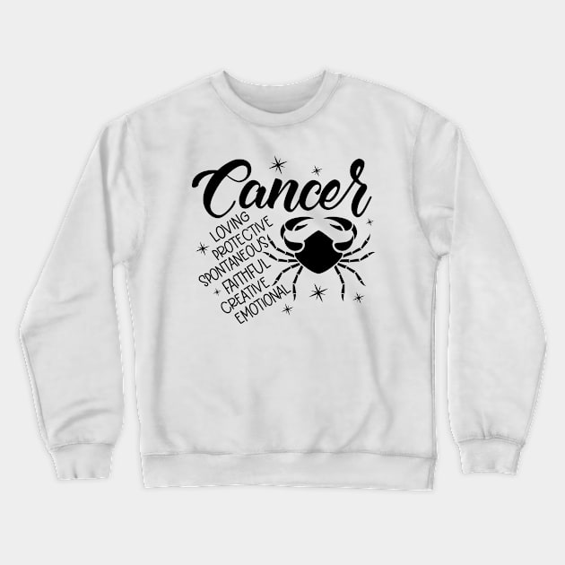 Cancer Zodiac Sign Positive Personality Traits Crewneck Sweatshirt by The Cosmic Pharmacist